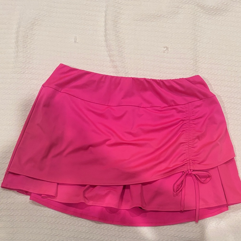Women's Hot Pink Tiered Drawstring Skort